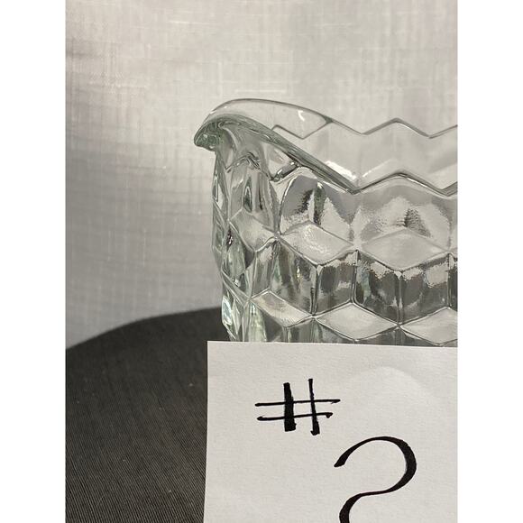 VTG Fostoria American Pressed Clear Glass CREAMER Cubist pattern EUC - Picture 8 of 14